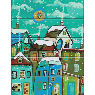 Картина за номерами на дереві "Казкове місто" 30*40 см ASW025