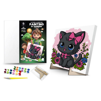 Каритна за номерами qbee "Маленька киця" з дерев'яною підставкою qb 25х25 с QB900-053/QB901-053