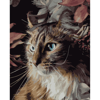 Картина по номерах Кіт у квітах Strateg 30х40 см SS-6520