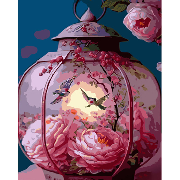 Картина по номерах Рожевий східний ліхтар Strateg 40х50 см GS898