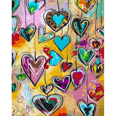 Картина по номерах Гірлянда з сердець Strateg 40х50 см GS1014