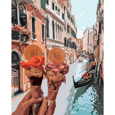 Картина по номерах Морозиво у Венеції Strateg 40х50 см GS137
