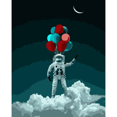 Картина за номерами Космонавт з кульками Strateg 40х50 см DY171