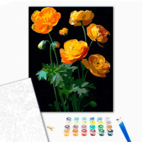 Картина за номерами Жовті квітки Strateg на чорному фоні 40х50 см AH1003