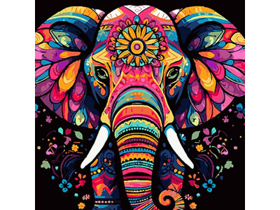 Картина за номерами Екзотичний слон Strateg на чорному фоні 40х40 см AV4040-46