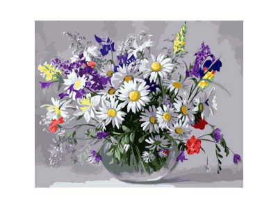 Картина за номерами Ваза польових квітів Strateg на кольоровому фоні 40х50 VA-2712