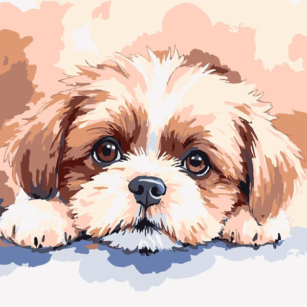 Картина за номерами Strateg Миле цуценя 20x20 см HH8033