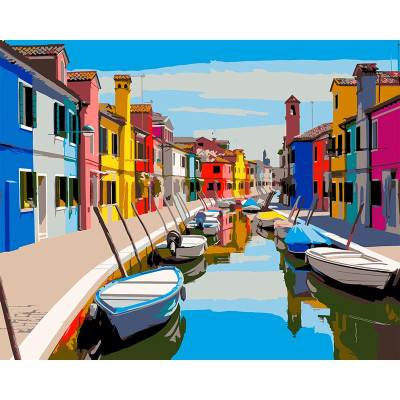 Картина за номерами Strateg Будинки над водою 40x50 см VG052