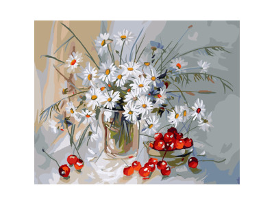 Картина за номерами "Ромашки та вишня" GX7840