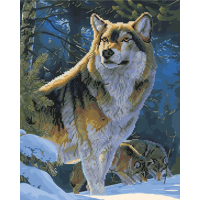 Картина за номерами та алмазна мозаїка 2 в 1. Rainbow Art "Гордий вовк" GZS1029