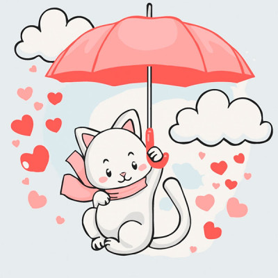 Картина за номерами "Котик із парасолькою" 30*30 см 15568-AC