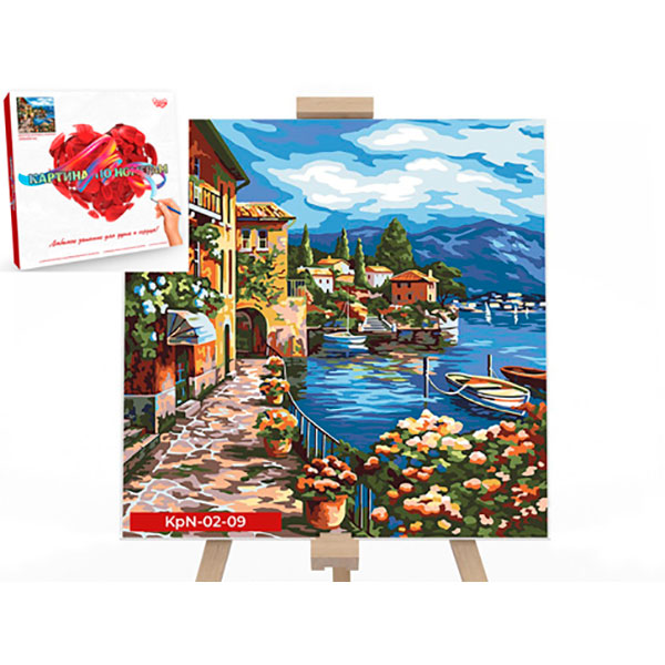 Креативна творчість "Картина за номерами на полотні "Морське містечко" 40см KpN-02-09