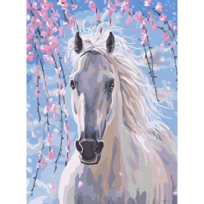 Картина по номерам Лошадь в цветах сакуры GX8528