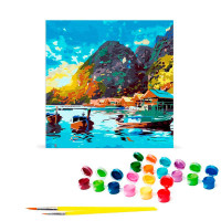 Картина по номерах Човники на річці Strateg 40х40 см SK033