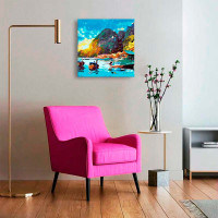 Картина по номерах Човники на річці Strateg 40х40 см SK033