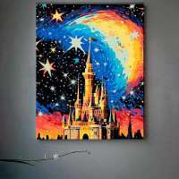 Картина за номерами Замок у сяйві мрій Strateg на чорному фоні 40х50 см AH1087