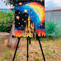 Картина за номерами Замок у сяйві мрій Strateg на чорному фоні 40х50 см AH1087