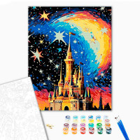 Картина за номерами Замок у сяйві мрій Strateg на чорному фоні 40х50 см AH1087