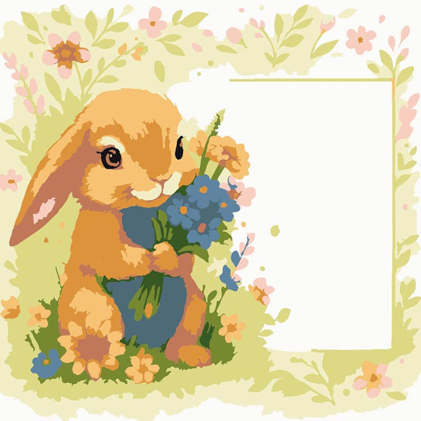 Картина за номерами Stateg Зайчик з листівкою 20х20 см HH8022-