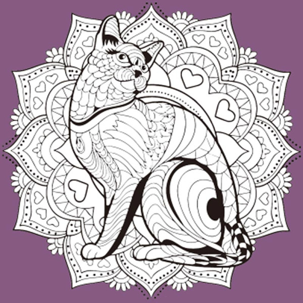 Набір для розпису-антистрес Strateg Мандала з котом 30х30 см JCEE37120