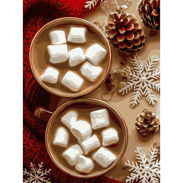 Картина за номерами Stateg Какао з маршмелоу 30х40 см SS1238