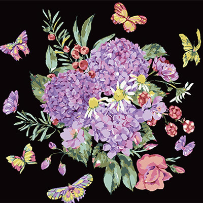 Картина за номерами Stateg Барвиста композиція на чорному фоні 40х40 см AV4040-28