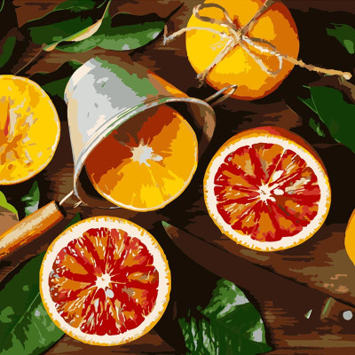 Картина за номерами Stateg Апельсиновий вибух 40х40 см SK028