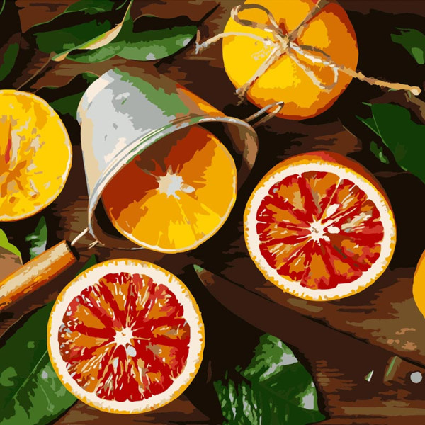 Картина за номерами Stateg Апельсиновий вибух 40х40 см SK028