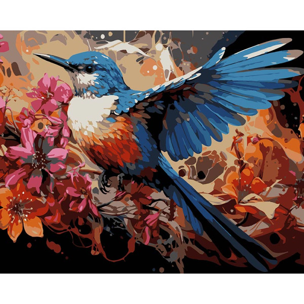 Картина за номерами Stateg Маленька пташка на чорному фоні 40х50 см AH1202-17