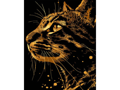Картина за номерами Stateg Бенгальський кіт на чорному фоні 40х50 см AH1211-8