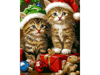 Картина за номерами Stateg Новорічні котики 40х50 см VG011