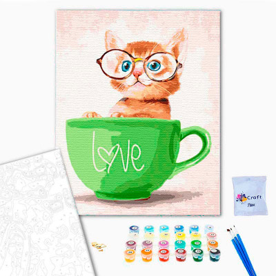 Картина за номерами "Кошеня в чашці" 40*50 см 11512-AC Картина за номерами "Кошеня в чашці" 40*50 см 11512-AC