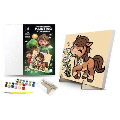 Каритна за номерами qbee "Конячка" з дерев'яною підставкою 25х25 см QB900-002