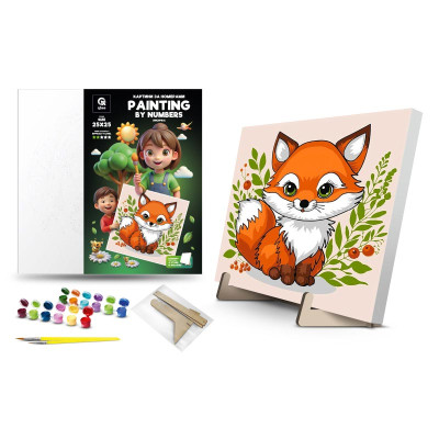 Каритна за номерами qbee "Лисичка" з дерев'яною підставкою 25х25 см QB900-066/QB901-066
