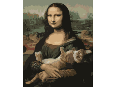 Картина по номерах Мона Ліза та кіт Strateg 30х40 см SS-6539