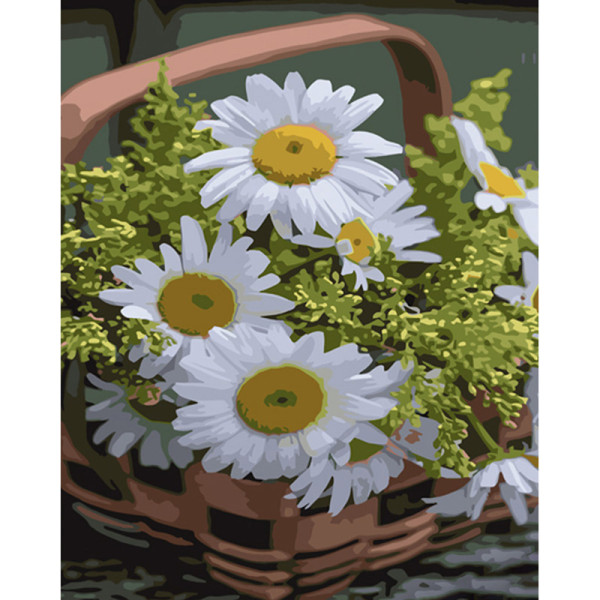 Картина по номерах Ромашки в кошику Strateg 40х50 см GS1075