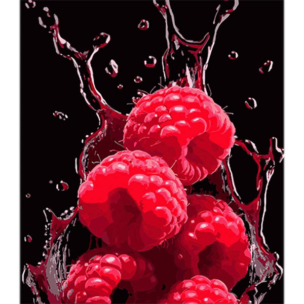 Картина за номерами Малина і водні фантазії Strateg на чорному фоні 40х50 с AH1103