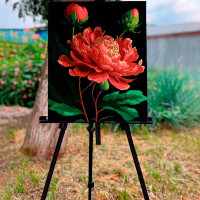 Картина за номерами Півонії Strateg на чорному фоні 40х50 см AH1048