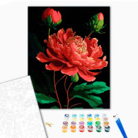 Картина за номерами Півонії Strateg на чорному фоні 40х50 см AH1048