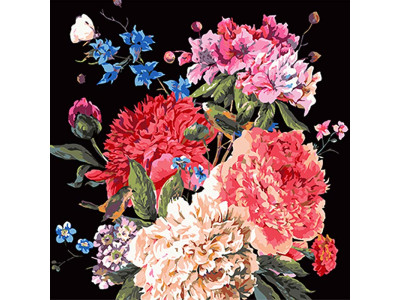 Картина за номерами Квіткова гармонія Strateg на чорному фоні 40х40 см AV4040-26 Картина за номерами Квіткова гармонія Strateg на чорному фоні 40х40 см AV4040-26