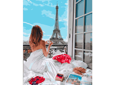 Картина за номерами "Ранок в Парижі" на кольоровому фоні 40х50 см VA-2711.