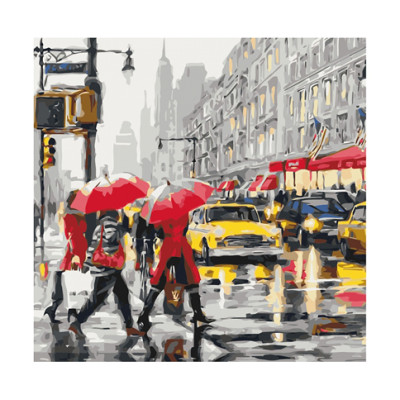 Картина за номерами Дощовий Стокгольм 40*40 КНО2629 Картина за номерами Дощовий Стокгольм 40*40 КНО2629