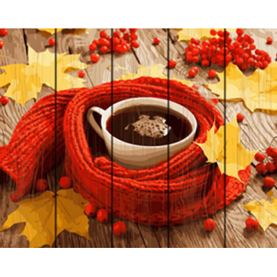 Картина за номерами на дереві. Rainbow Art "Чашка кави" GXT30864-RA