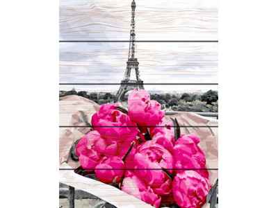 Картина за номерами на дереві. Rainbow Art "Півонії в Парижі" GXT31855-RA