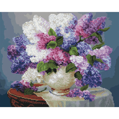 Картина за номерами та алмазна мозаїка 2 в 1. Rainbow Art "Весняний бузок" GZS1079