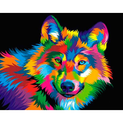 Картина за номерами "Райдужний вовк" тм Лавка Чудес 40 x 50 см у коробці LC20040