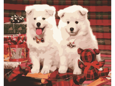 Картина за номерами "Різдвяні собаки" тм Лавка Чудес 40 x 50 см у коробочці LC20130