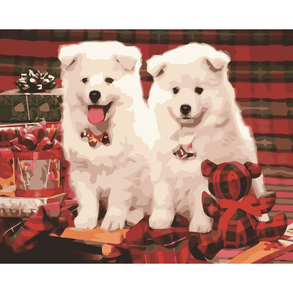 Картина за номерами "Різдвяні собаки" тм Лавка Чудес 40 x 50 см у коробочці LC20130
