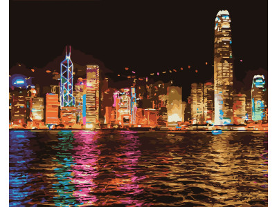 Картина за номерами "Нічний Гонконг" тм Крамниця Чудес 40 x 50 см у коробці LC30076