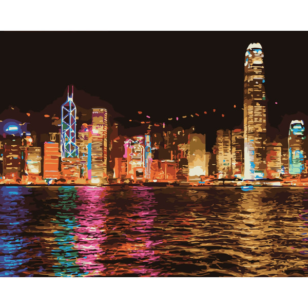Картина за номерами "Нічний Гонконг" тм Крамниця Чудес 40 x 50 см у коробці LC30076